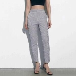Zara Black Striped Seersucker Pants Sz S